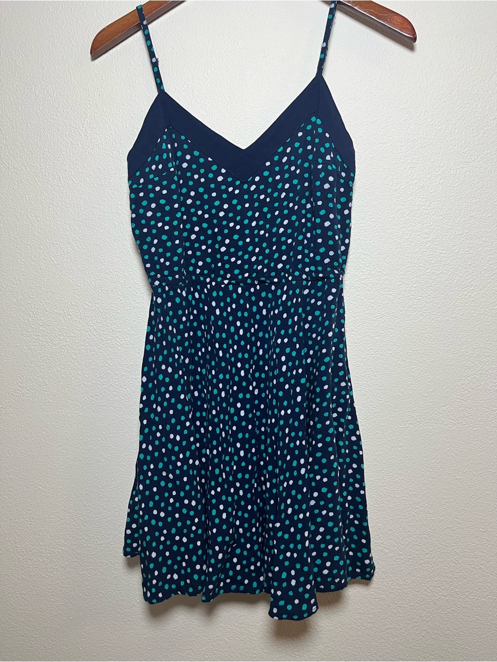 Vintage Y2K Aeropostale Navy Polka Dot Spaghetti Strap Dress